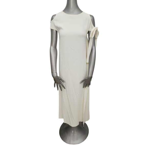 Helmut Lang NWT Ivory Shoulder Tie Midi Dress Solid Drape Extra Small XS - Picture 5 of 11